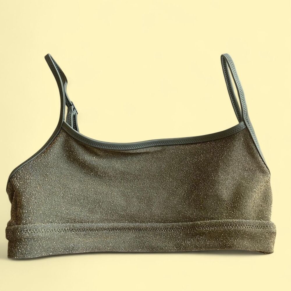 NWT Size Extra Small Aerie Women's Gold Glitter/Green Bikini